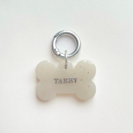 “tabby Limited”  Bone Tag -  Starlight (moon stone)
